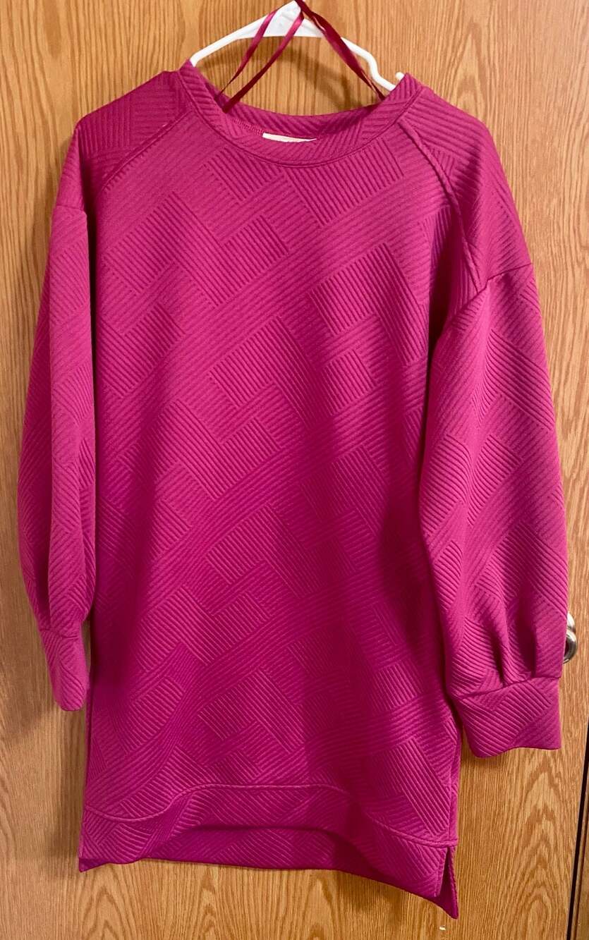 New In Pink Textured Long Sleeve Sweatshirt Dress Barbiecore
